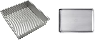 USA Pan Bakeware Square Cake Pan, 8 inch, Nonstick & Quick Release Coating & Bakeware Half Sheet Pan, Warp Resistant Nonstick Baking Pan, Made in the USA from Aluminized Steel 17 1/4 x12 1/4 x1