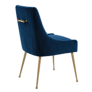 Velvet-Upholstered Side Chair with Gold Stainless Steel Legs by Starlight Canyon Home – Velvet, Navy