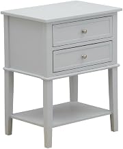 Furnifact Urban Gray Wood Nightstand with 2 Drawers, Stable and Sturdy Construction, Smooth Finish, Ideal Bedroom Storage Solution, Contemporary Design