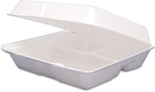 Dart 85HT3R Foam Container, Hinged Lid, 3-Comp, 8 3/8 X 7 7/8 X 3 1/4, 200/carton