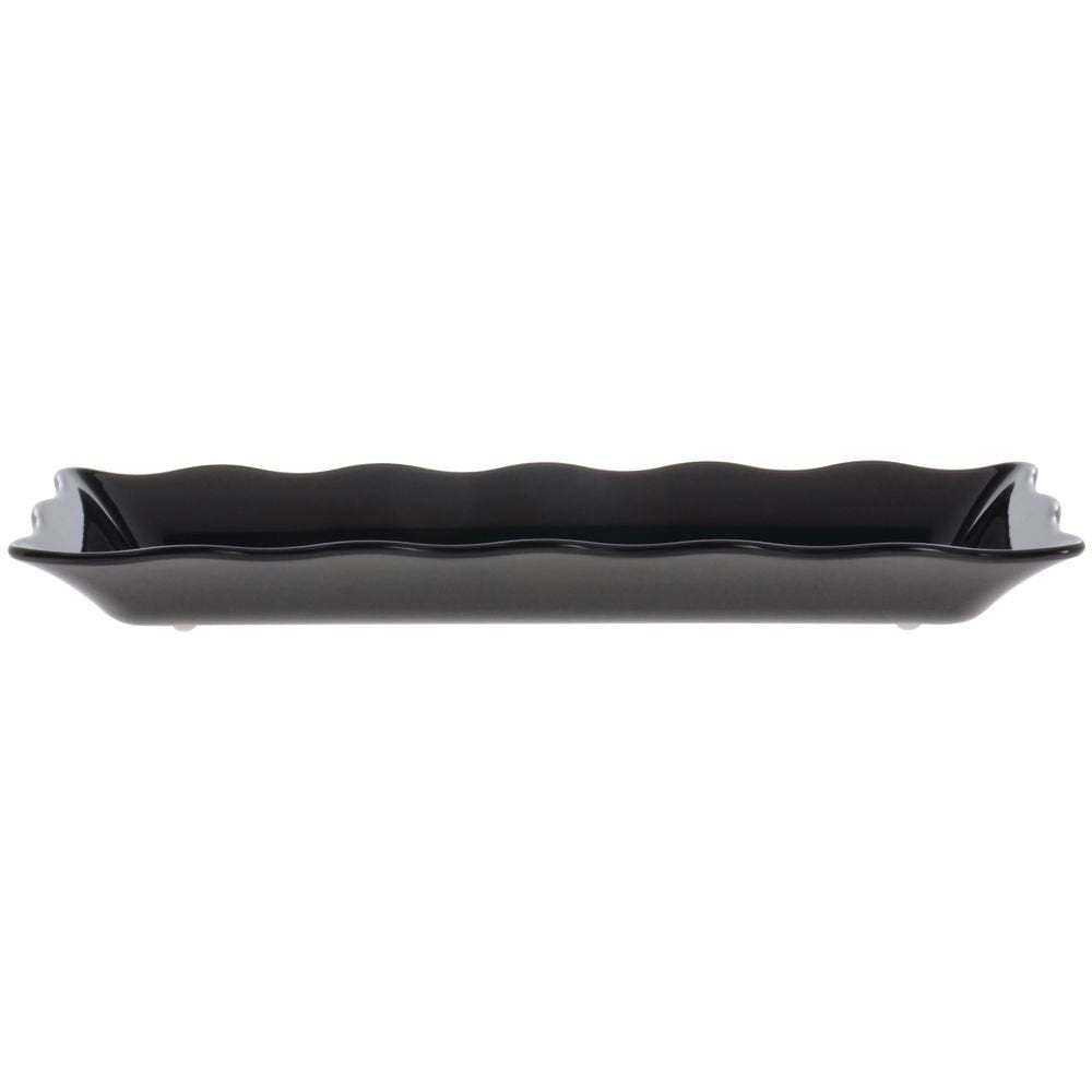 Serving Platter Black Melamine Wave - 17"L x 6 1/2"W x 2"H by HUBERT – Large, Melamine, Black, Model H0068-BLACK