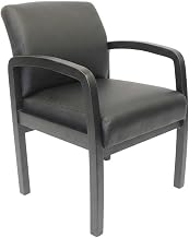 LeatherPlus Guest Chair with Tool-Free Assembly and Wooden 4-Leg Base, Upholstered Reception Chair for Home Office Waiting Room