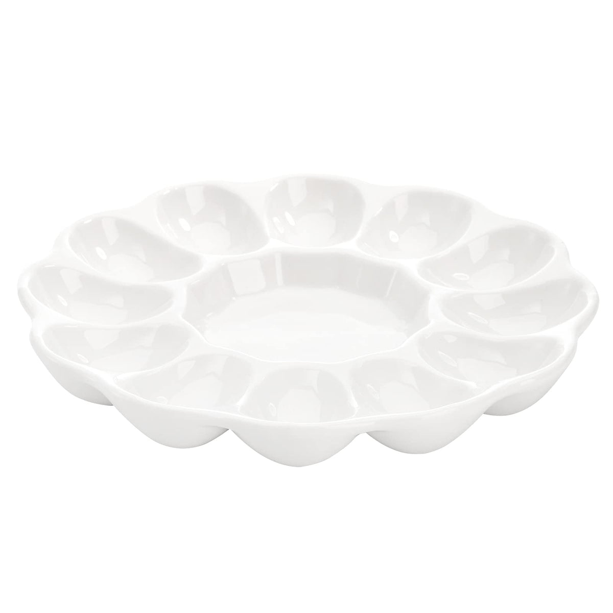 Hedume Ceramic Deviled Egg Tray, 12 Cup Capacity, White