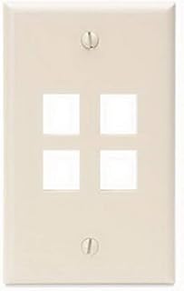 Leviton 41080-4AP 1-Gang 4 Port QuickPort Plastic Wallplate - Almond