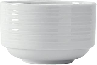 Tuxton China FPB-090 Bouillon, 9 oz., 3-7/8" Dia. x 2-3/8" H, Round, Stackable, Microwave & Dishwasher Safe, Oven Proof, Fully vitrified, Lead-Free, Pacifica, Porcelain White, Pack of 36