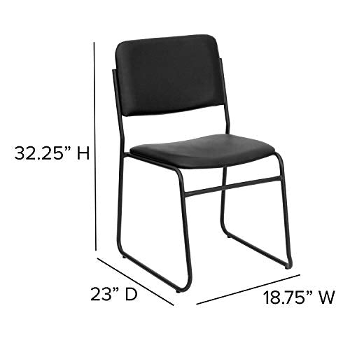 Flash Furniture Black Vinyl/Black Frame / Set of 1 / Contemporary Stacking Chairs