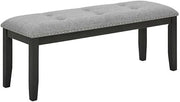 Gray Fabric Dining Bench with Nailhead Trim