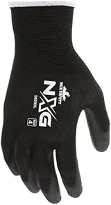 MCR Safety Work Gloves 13 Gauge Black Nylon Shell, Black Polyurethane Palm and Fingers, 9669 (144 Pair/Case) (Small)