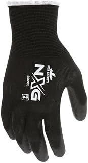 MCR Safety Work Gloves 13 Gauge Black Nylon Shell, Black Polyurethane Palm and Fingers, 9669 (144 Pair/Case) (Small)