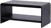 Furnifact Wood Veneer Coffee Table with Open-Shelf Storage, Rectangular Living Room Table for Bedroom or Home Office
