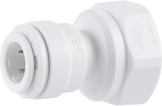 John Guest 3/8 OD x 1/4 NPTF Inch Female Adapter, Push to Connect Plastic Plumbing Fitting, PP451222WP (Pack of 5)