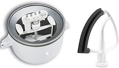 KitchenAid KSMDRTVICE3 2-Quart Ice Cream Maker & Flex Edge Beater Package Stand Mixer Attachments