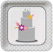 Creative Converting 8-Count Large Square Paper Banquet Plates, I Do Cake