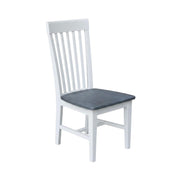 Solid Wood Dining Chair with Tall Mission-Style Back by Furnifact – Wood, White and Heather Gray, Pack of 2