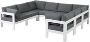 Gray Fabric Outdoor Patio Modular Sectional, Weather-Resistant Upholstery, Cushioned Seating, Durable Frame for Garden Outdoor Living