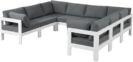 Gray Fabric Outdoor Patio Modular Sectional, Weather-Resistant Upholstery, Cushioned Seating, Durable Frame for Garden Outdoor Living
