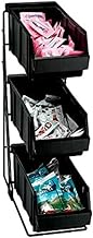 WR-COND-3 Countertop Condiment Organizer, Three-Compartment Wire Rack with 3 Removable Plastic Bins, Compact 5-3/4" W Design, Reinforced Black Wire Construction
