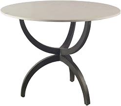 Starlight Canyon Home Dining Table with 40-Inch Round White Marble Top, Black Metal Base, Stylish and Durable for Contemporary Home
