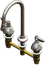 T&S Brass B-2850-WS Lav Faucet, Concealed Body, 8" Centers, Compression Cartridges, Rigid Gooseneck, Lever Handles, 1.5 GPM