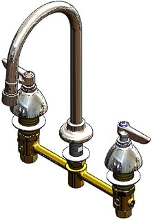 T&S Brass B-2850-WS Lav Faucet, Concealed Body, 8" Centers, Compression Cartridges, Rigid Gooseneck, Lever Handles, 1.5 GPM