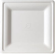 ECO PRODUCTS Disposable Square Sugarcane Plate, Eco-Friendly, Compostable, Grease and Cut Resistant, Microwave Safe, 8" x 8", Case of 500