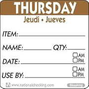 NATIONAL CHECKING CO Dateit Label 2 X 2 Paper Thursday, 250 EA