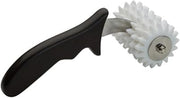Winco 4" Black Dough Plastic Roller Docker, Ergonomic Handle