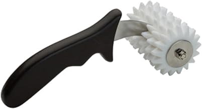 Winco 4" Black Dough Plastic Roller Docker, Ergonomic Handle