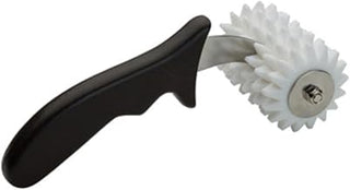 Winco 4" Black Dough Plastic Roller Docker, Ergonomic Handle
