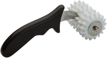 Winco 4" Black Dough Plastic Roller Docker, Ergonomic Handle