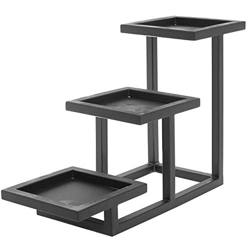 2 Tier Cube Display for Condiments by HUBERT – 5"l X 14 2/5"w X 9"h, Metal, Black, Model 60284
