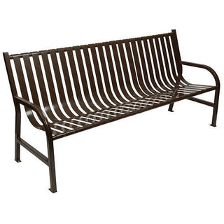 Slatted Metal Bench by Witt Industries – 74"L x 24"W x 34"H, Alloy Steel, Brown, Model M6-BCHBN