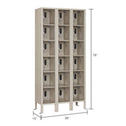 Global Industrial 6-Tier 18 Door Clear View Locker – Digital Lock, 36" Wx15 Dx78 H, Tan, Assembled