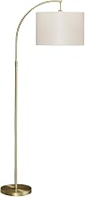 Monarch Specialties 9750 Cream Shade, Contemporary Lighting Arc Floor Lamp Brass Metal Ivory, 26.25" L x 16" W x 65" H, Gold