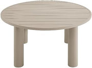 Modway Nautica 60 Inch Round Metal Outdoor Patio Dining Table in Taupe – Weather-Resistant Outdoor Dining Table for Patio, Balcony, and Garden – Modern Outdoor Dining Table for 4 People