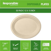 Responsible Products 12 x 10 inch (50 Count) / Natural Brown / Casual Plates