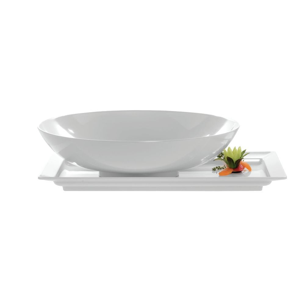 Platter Rectangular White Melamine - 28" L x 16" W x 2 1/4 H by HUBERT – Large, Melamine, White, Model H0018-WHITE