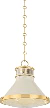 Hudson Valley Lighting MDS2404-AGB/OW Highclere - 1 Light Pendant - 12 Inches Tall and 12.75 Inches Wide - Aged Brass/Off-White