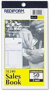 Rediform OFFICE PRODUCTS 5L240 Sales Book, 3-5/8 x 6 3/8, Carbonless Duplicate, 50 Sets/Book