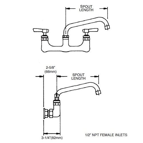 8 in Heavy Duty Wall Mount Faucet w/ 10 in Spout by Encore – Chrome, Model KL54-8010-SE1Z