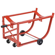 Easy-Steer Drum Cradle with Retractable Handle by Global Industrial – 31.75"L x 19.75"W x 20"H, Steel, Red, Model 233581