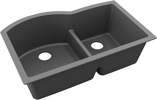 ELGHU3322RGT0 Elkay Quartz Classic 33" x 22" x 10" Double Bowl Undermount Sink with Aqua Divide Graphite