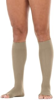 JOBST forMen SoftFit Knee High 15-20 mmHg Compression Socks, Open Toe, Khaki, Small