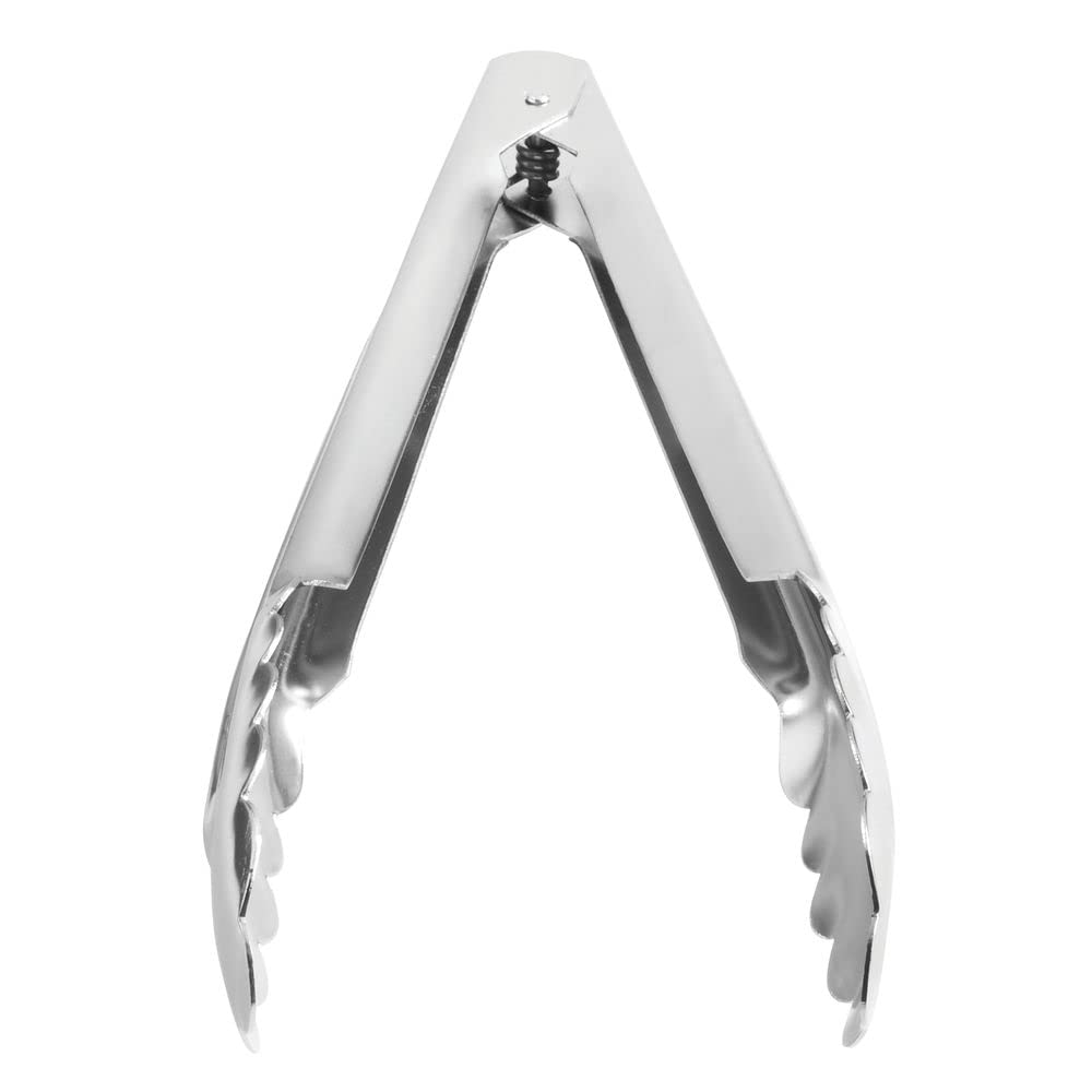 Stainless Steel Scalloped Hinged Tong - 9 1/2"L by HUBERT – medium, Stainless Steel, Silver, Model UT09H
