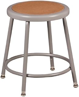 Learniture Heavy Duty NOR-TY-538A-18 Steel Stool with Hardboard Seat and Adjustable Height, 18 5/8-26 1/2" Height, 16 1/2 at Base" Width, Gray