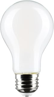 Satco S12151 8W LED A19 Bulb, Warm Dimming 3000K-2000K, 800 Lumens, 90 CRI, 60W Replacement, Frost Finish, E26 Medium Base, Enclosed Fixture Rated, Dimmable, 120 Volt (6 Pack)