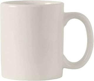 Tuxton China AMU-150 Mug, 12 oz., 3-3/8" Diameter x 4" H, C-Handle, Microwave and Dishwasher Safe, Oven Proof, Fully Vitrified, Ceramic, AlumaTux, Specialty, Pearl White, Pack of 24
