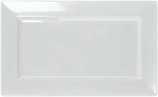 Elite Global Solutions M135RC-NW Rectangular White Melamine Platter - 13 3/4 L x 8 1/4 W x 1 1/8 H