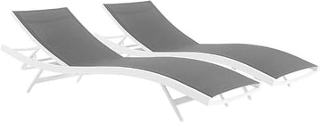 White Outdoor Patio Chaise Lounge Set of 2, Cushioned, Sturdy Frame for Garden and Poolside, Ideal for Relaxing Outdoors
