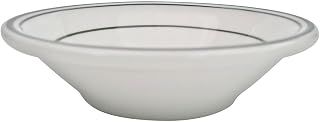 CAC China GS-32 4-1/2-Inch Greenbrier 3.5-Ounce Green Band American Stoneware Fruit Bowl, White, Box of 36